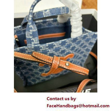 Celine small cabas thais in DENIM WITH TRIOMPHE ALL-OVER and calfskin Denim / Silver 2025