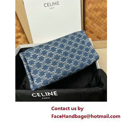 Celine small cabas thais in DENIM WITH TRIOMPHE ALL-OVER and calfskin Denim / Silver 2025