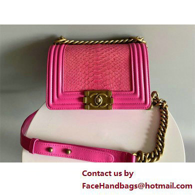 Chanel Chain Boy Flap small Bag In Python fuchsia 2025