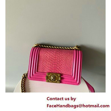 Chanel Chain Boy Flap small Bag In Python fuchsia 2025