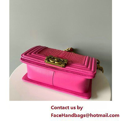 Chanel Chain Boy Flap small Bag In Python fuchsia 2025