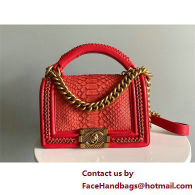 Chanel Chain Boy Flap small Bag In Python red 2025 - Click Image to Close