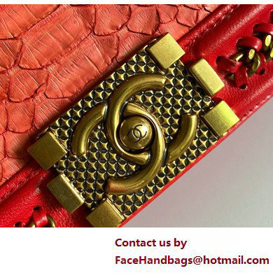 Chanel Chain Boy Flap small Bag In Python red 2025