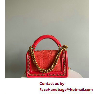 Chanel Chain Boy Flap small Bag In Python red 2025