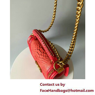 Chanel Chain Boy Flap small Bag In Python red 2025