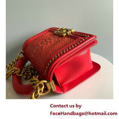 Chanel Chain Boy Flap small Bag In Python red 2025