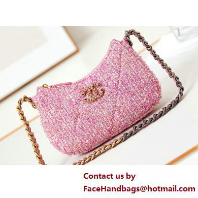 Chanel Cotton Tweed CHANEL 19 Clutch with Chain Bag AP3763 Pink 2025