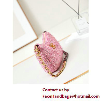 Chanel Cotton Tweed CHANEL 19 Clutch with Chain Bag AP3763 Pink 2025