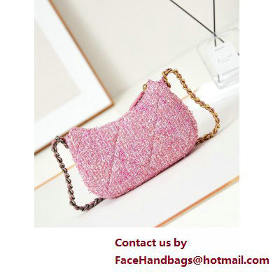 Chanel Cotton Tweed CHANEL 19 Clutch with Chain Bag AP3763 Pink 2025