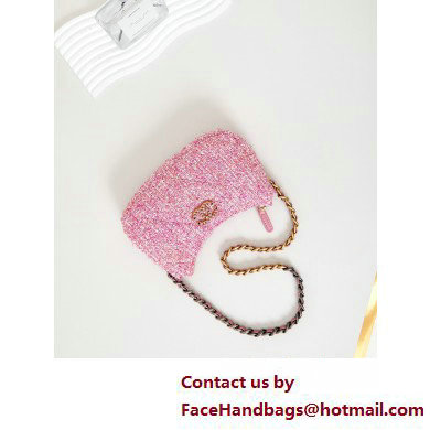 Chanel Cotton Tweed CHANEL 19 Clutch with Chain Bag AP3763 Pink 2025