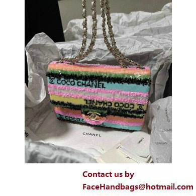 Chanel Micro Rainbow Sequins Rectangular Mini Flap Bag GHW 2025