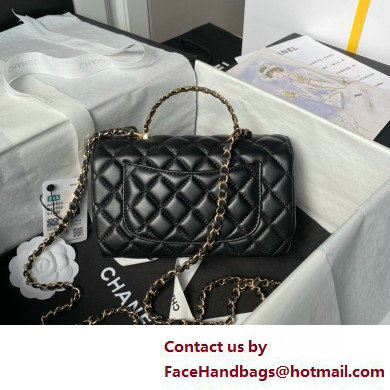 Chanel Mini Flap Bag with Top Handle AS4924 BLACK 2025