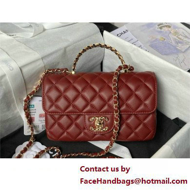 Chanel Mini Flap Bag with Top Handle AS4924 BURGUNDY 2025