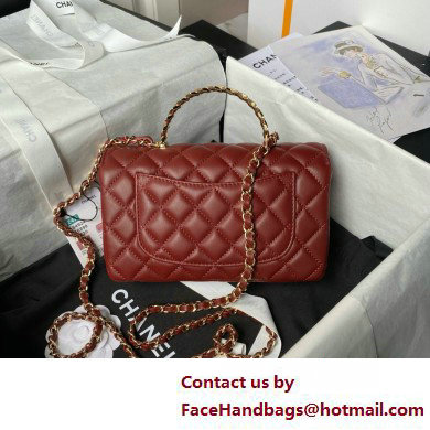 Chanel Mini Flap Bag with Top Handle AS4924 BURGUNDY 2025