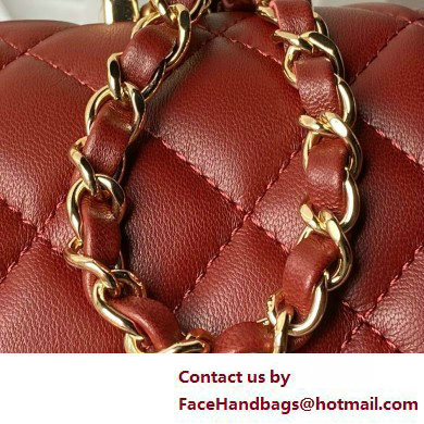 Chanel Mini Flap Bag with Top Handle AS4924 BURGUNDY 2025