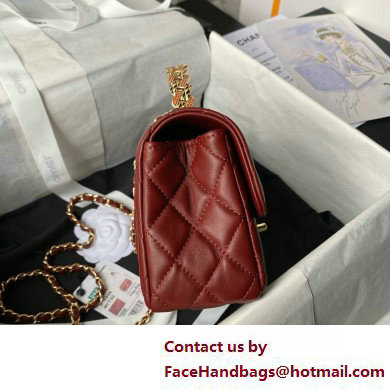 Chanel Mini Flap Bag with Top Handle AS4924 BURGUNDY 2025