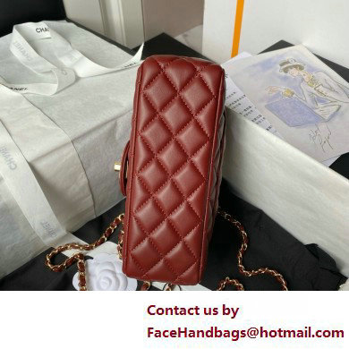 Chanel Mini Flap Bag with Top Handle AS4924 BURGUNDY 2025