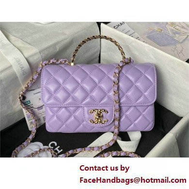 Chanel Mini Flap Bag with Top Handle AS4924 PURPLE 2025