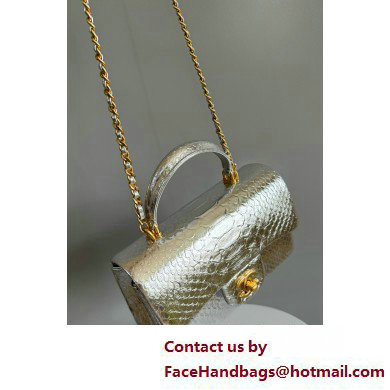 Chanel Mini Flap Bag with Top Handle in python leather AS2431 06 2025 - Click Image to Close