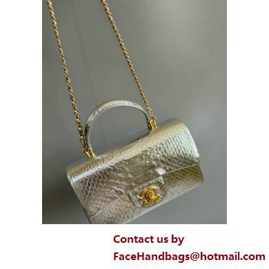 Chanel Mini Flap Bag with Top Handle in python leather AS2431 06 2025