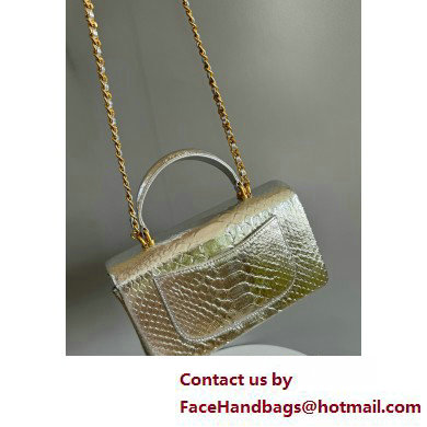 Chanel Mini Flap Bag with Top Handle in python leather AS2431 06 2025