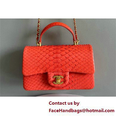 Chanel Mini Flap Bag with Top Handle in python leather AS2431 09 2025