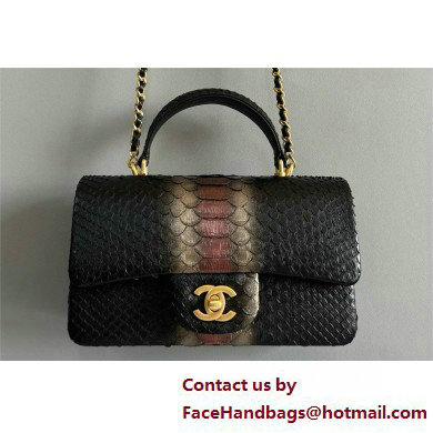 Chanel Mini Flap Bag with Top Handle in python leather AS2431 11 2025