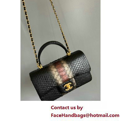 Chanel Mini Flap Bag with Top Handle in python leather AS2431 11 2025