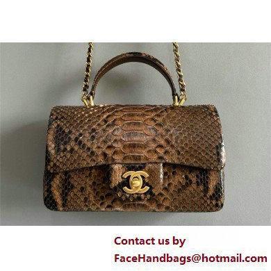 Chanel Mini Flap Bag with Top Handle in python leather AS2431 12 2025 - Click Image to Close