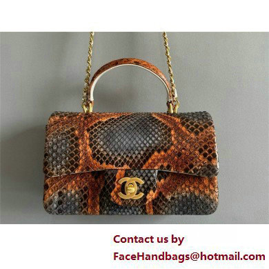 Chanel Mini Flap Bag with Top Handle in python leather AS2431 13 2025