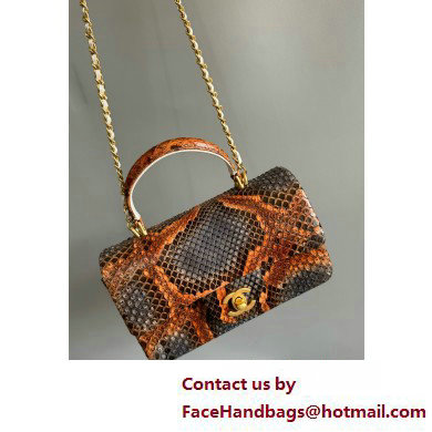 Chanel Mini Flap Bag with Top Handle in python leather AS2431 13 2025