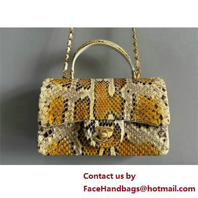 Chanel Mini Flap Bag with Top Handle in python leather AS2431 14 2025 - Click Image to Close