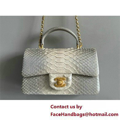 Chanel Mini Flap Bag with Top Handle in python leather AS2431 19 2025