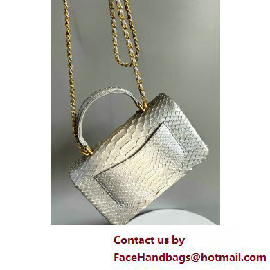 Chanel Mini Flap Bag with Top Handle in python leather AS2431 19 2025