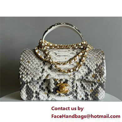 Chanel Mini Flap Bag with Top Handle in python leather AS2431 23 2025