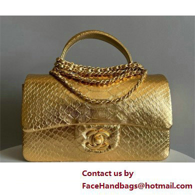 Chanel Mini Flap Bag with Top Handle in python leather AS2431 24 2025 - Click Image to Close