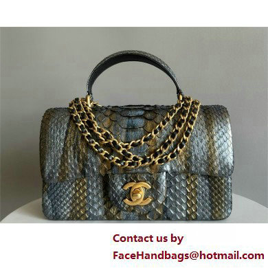 Chanel Mini Flap Bag with Top Handle in python leather AS2431 28 2025 - Click Image to Close