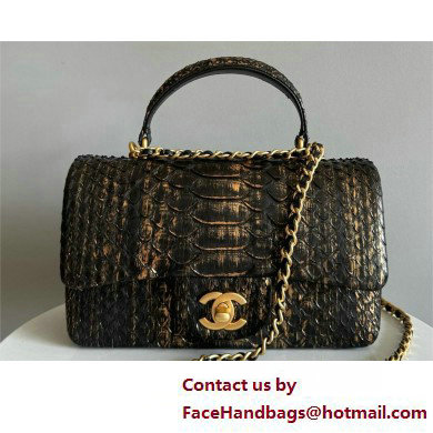 Chanel Mini Flap Bag with Top Handle in python leather AS2431 30 2025