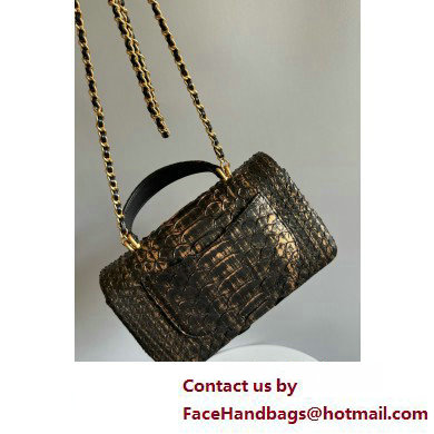 Chanel Mini Flap Bag with Top Handle in python leather AS2431 30 2025