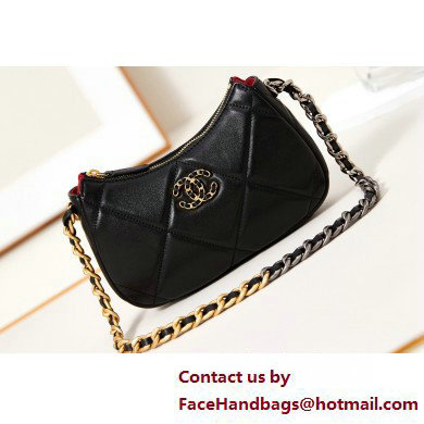 Chanel Shiny Lambskin CHANEL 19 Clutch with Chain Bag AP3763 Black 2025