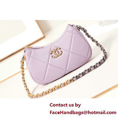 Chanel Shiny Lambskin CHANEL 19 Clutch with Chain Bag AP3763 Lilac 2025