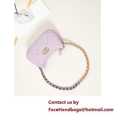 Chanel Shiny Lambskin CHANEL 19 Clutch with Chain Bag AP3763 Lilac 2025