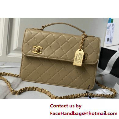 Chanel Vintage Gold-Tone Metal Flap Bag with Top Handle AS6025 Beige 2025 - Click Image to Close