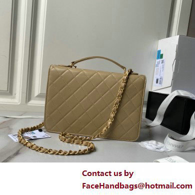 Chanel Vintage Gold-Tone Metal Flap Bag with Top Handle AS6025 Beige 2025