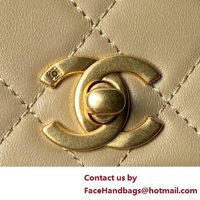 Chanel Vintage Gold-Tone Metal Flap Bag with Top Handle AS6025 Beige 2025