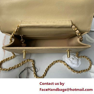 Chanel Vintage Gold-Tone Metal Flap Bag with Top Handle AS6025 Beige 2025