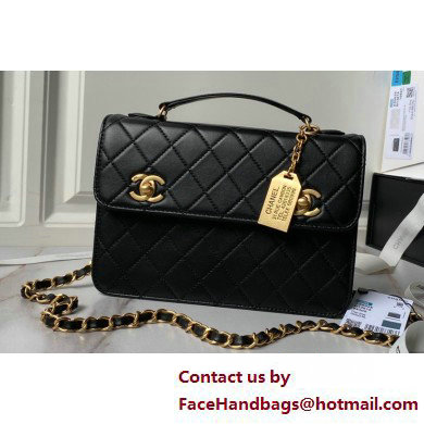 Chanel Vintage Gold-Tone Metal Flap Bag with Top Handle AS6025 Black 2025