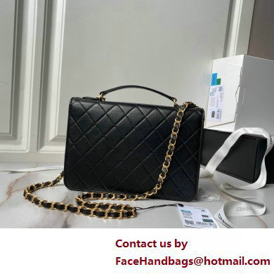 Chanel Vintage Gold-Tone Metal Flap Bag with Top Handle AS6025 Black 2025