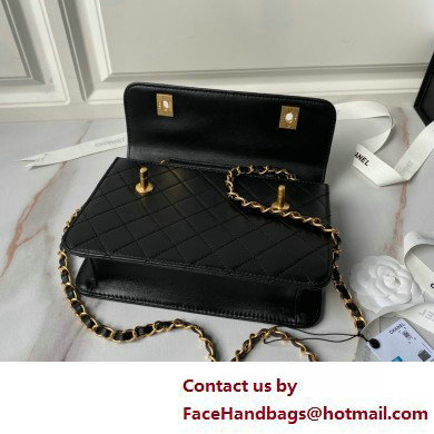 Chanel Vintage Gold-Tone Metal Flap Bag with Top Handle AS6025 Black 2025