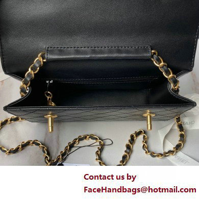 Chanel Vintage Gold-Tone Metal Flap Bag with Top Handle AS6025 Black 2025